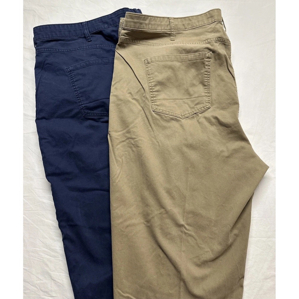 Roundtree & Yorke Casuals Cotton Blue & Khaki Pants Trousers Slacks Mens 50x32